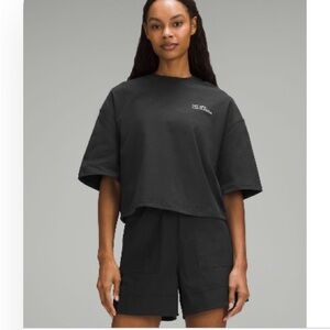 Brushed heavyweight cotton cropped crew T-shirt